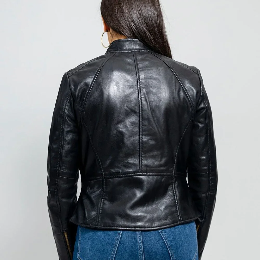 Zoey Womens Fashion Leather Jacket - Picture 4 of 8